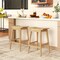 Costway 1/2/4 PCS 29" Teak Wood Bar Stool with Footrest & Saddle Seat Boho Bar Height Stool